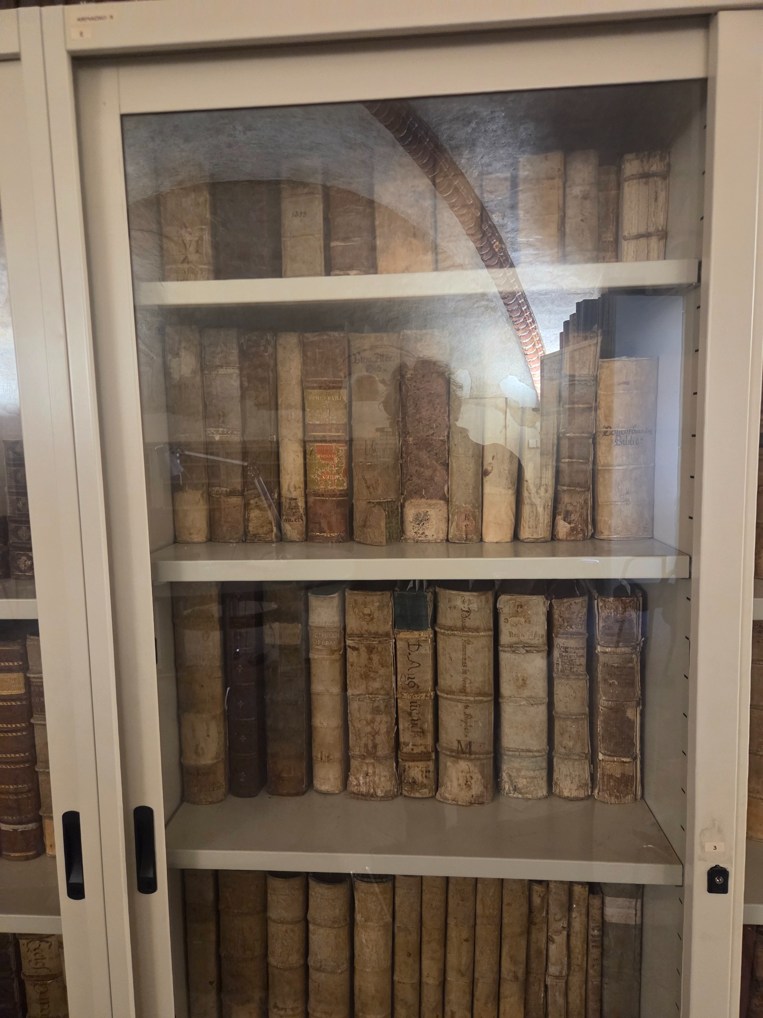 Volumi antichi conservati in una biblioteca a Vercelli